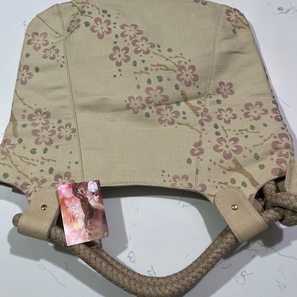 Floral Canvas Tote Bag - Cream and Pink - Picture 2 of 5